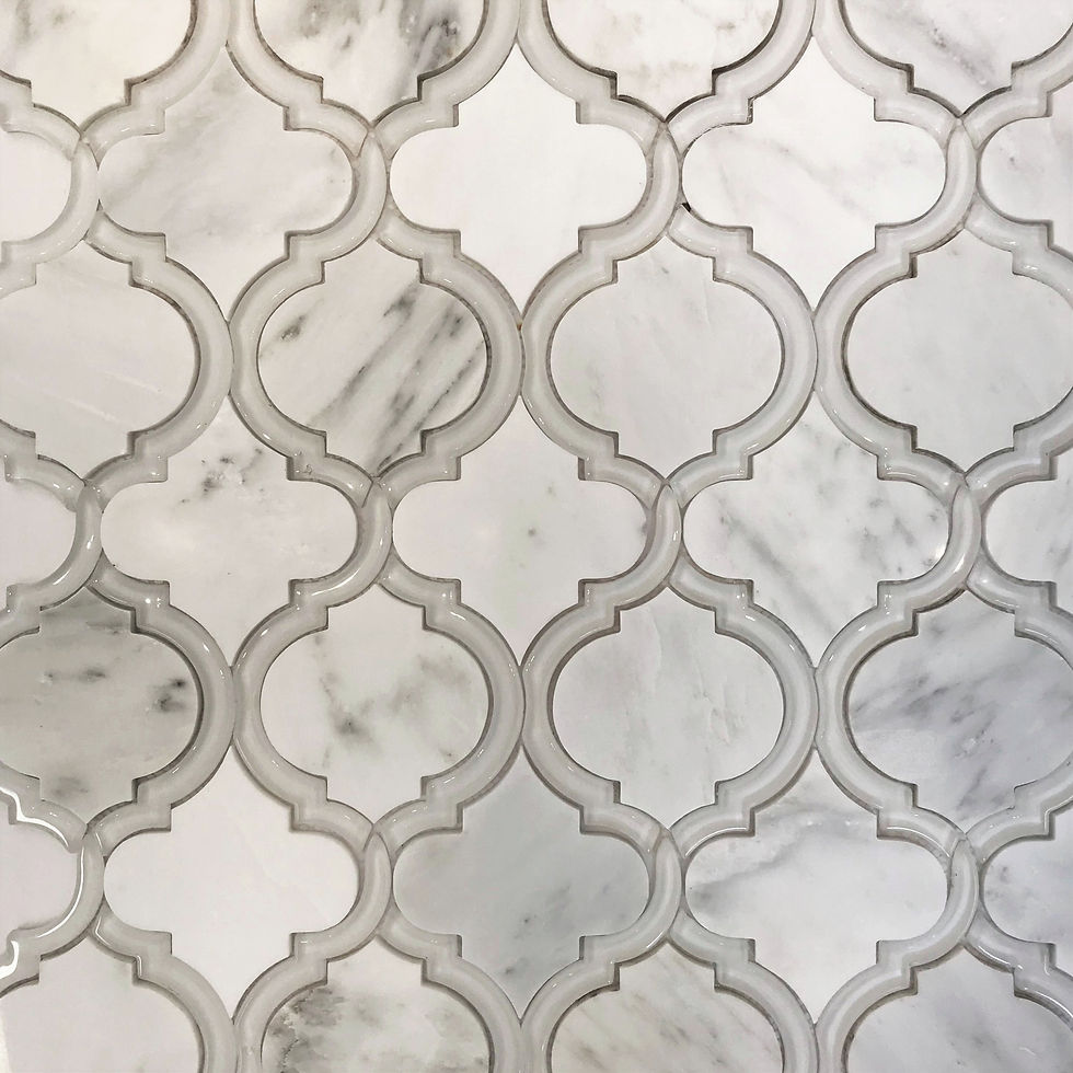 Waterjet Arabesque Sino & White Glass