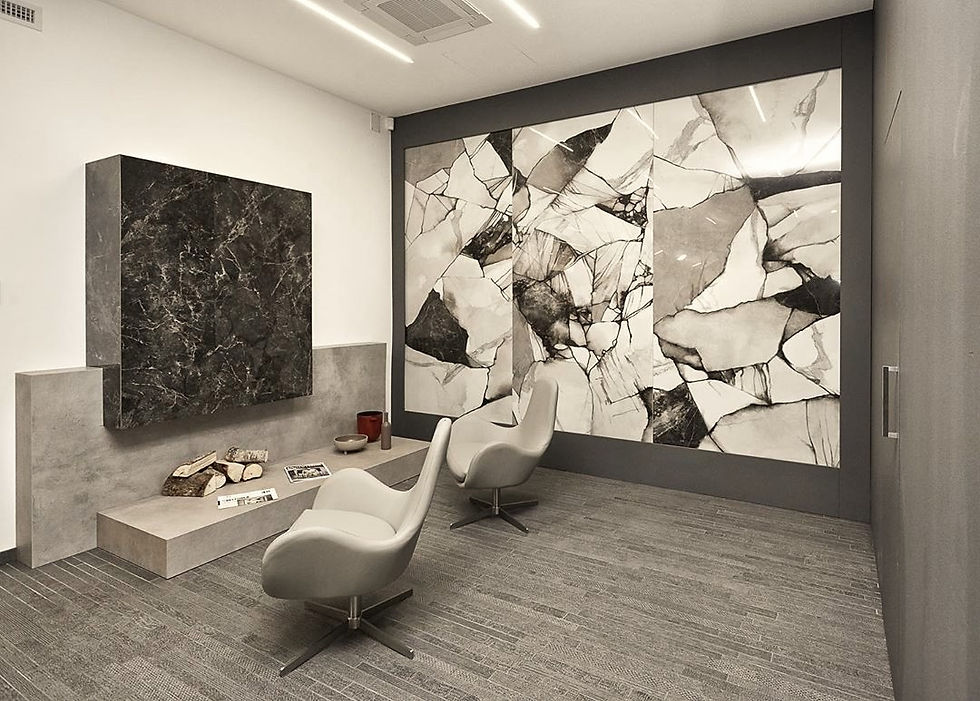 Thumbnail: A fusion of large and small fragments of different marbles, BOUTIQUE HBO DESIGN ART 48x48 is modern, dramatic and dynamic