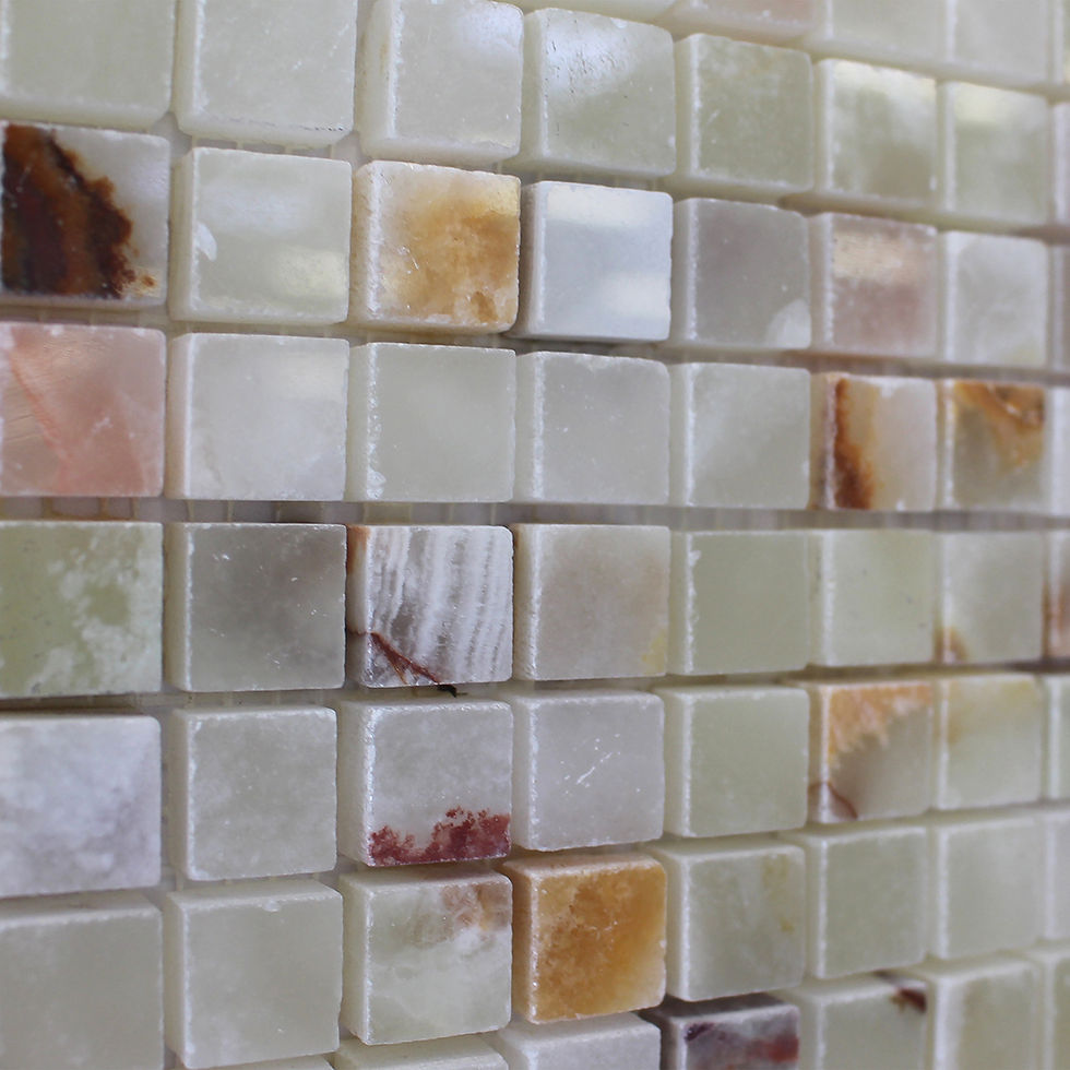 Light Green Onyx polished mosaic angle photo