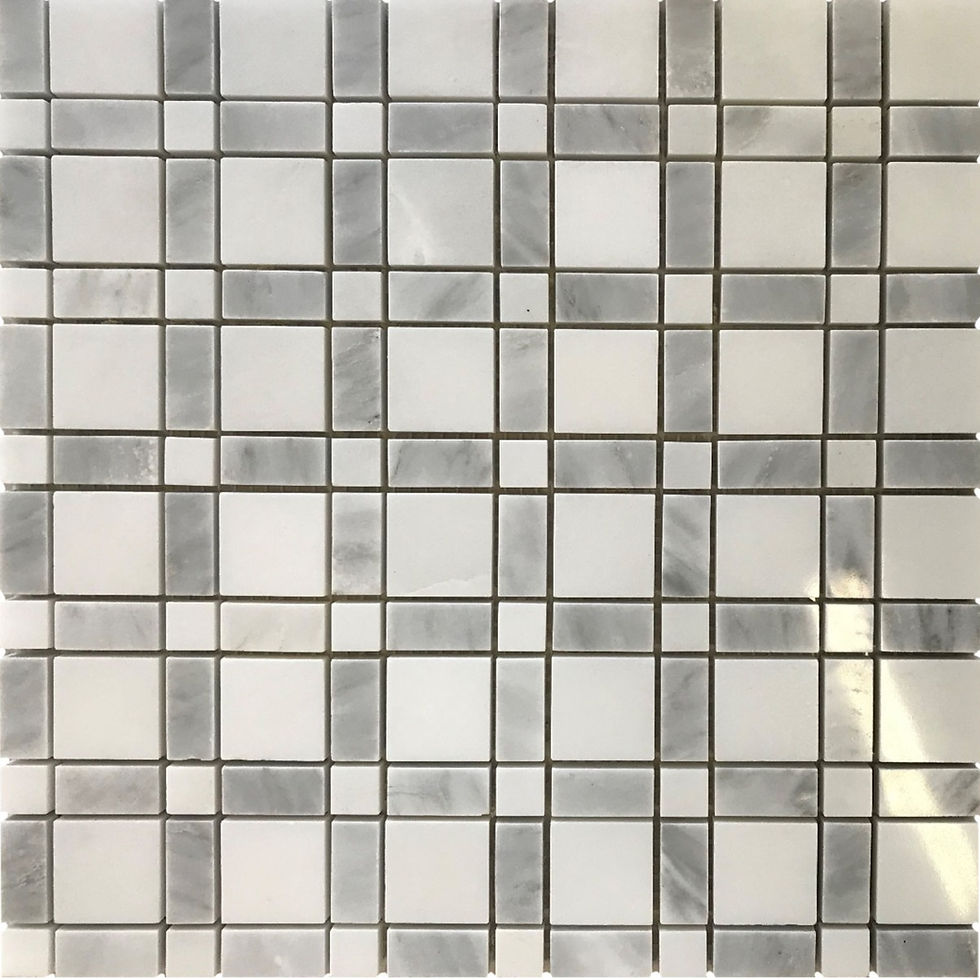 Thumbnail: City Pattern Sino Carrara & Glacier White 12X12 Polished