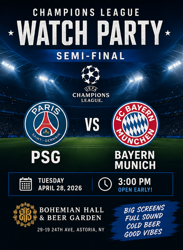 Champions League Watch Party – PSG vs Bayern | Astoria NYC
