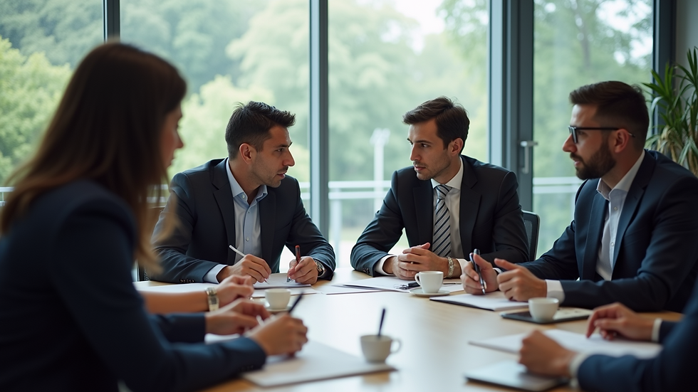 High angle view of a collaborative meeting between Indian and German professionals