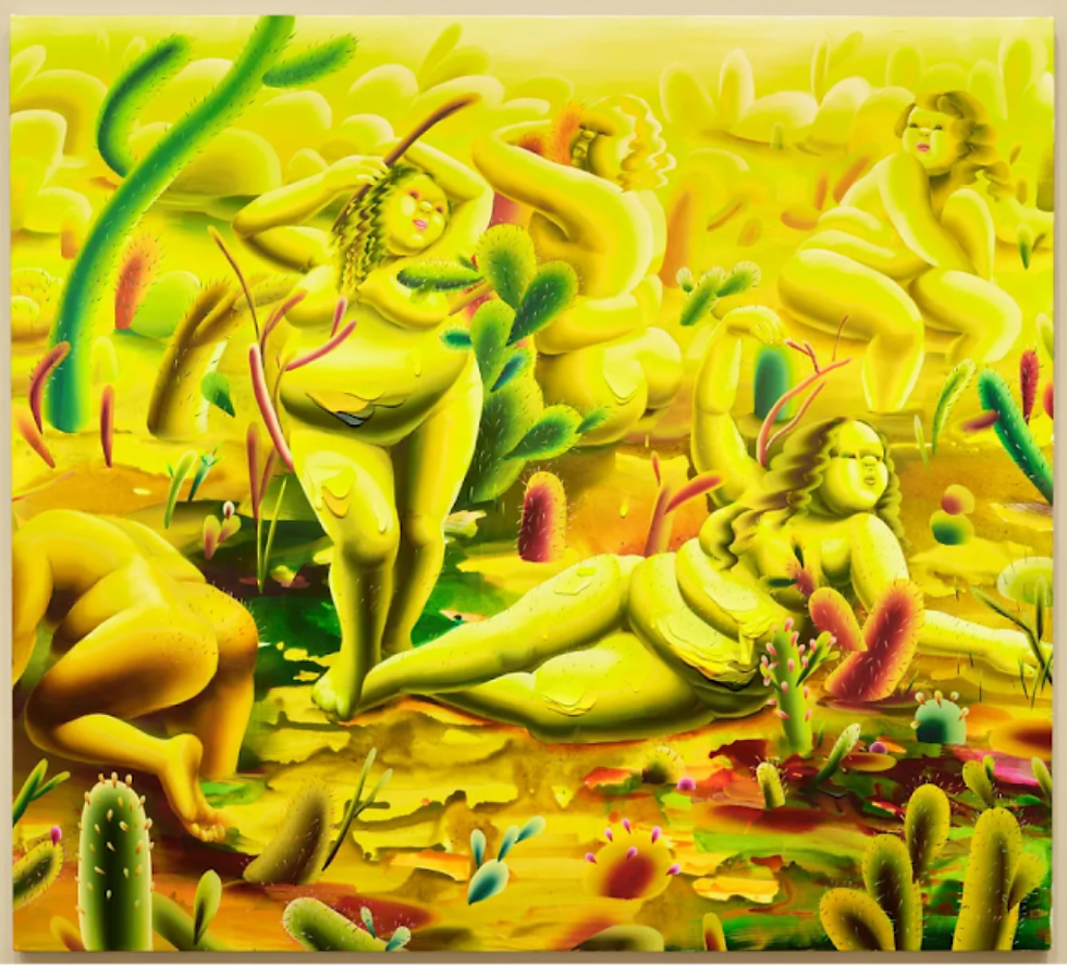 Painting 'Flux of Light (Dark Mode 5)' by Vickie Vainionpää, oil on canvas, 2025