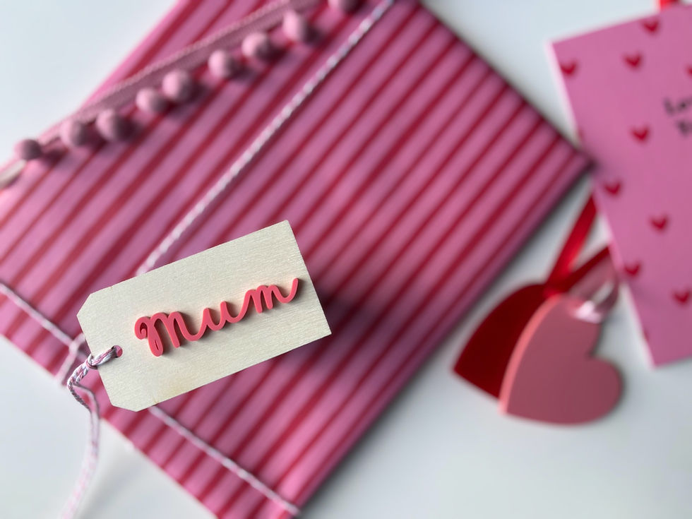 parcel name tags wooden acrylic personalised pink purple colours gifts