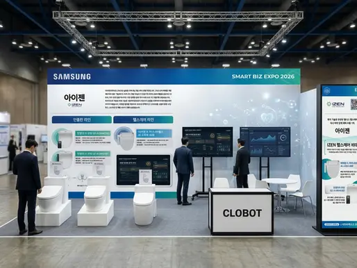 KES 2026에서 인클린과 IoT 스마트 비데, AI 스마트 건강분석 비데를 전시하는 아이젠 부스 이미지