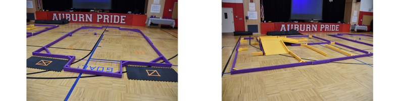 Soccer field and obstacle course for robotics competition events