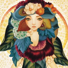 Art print of woman in the summer with flowers