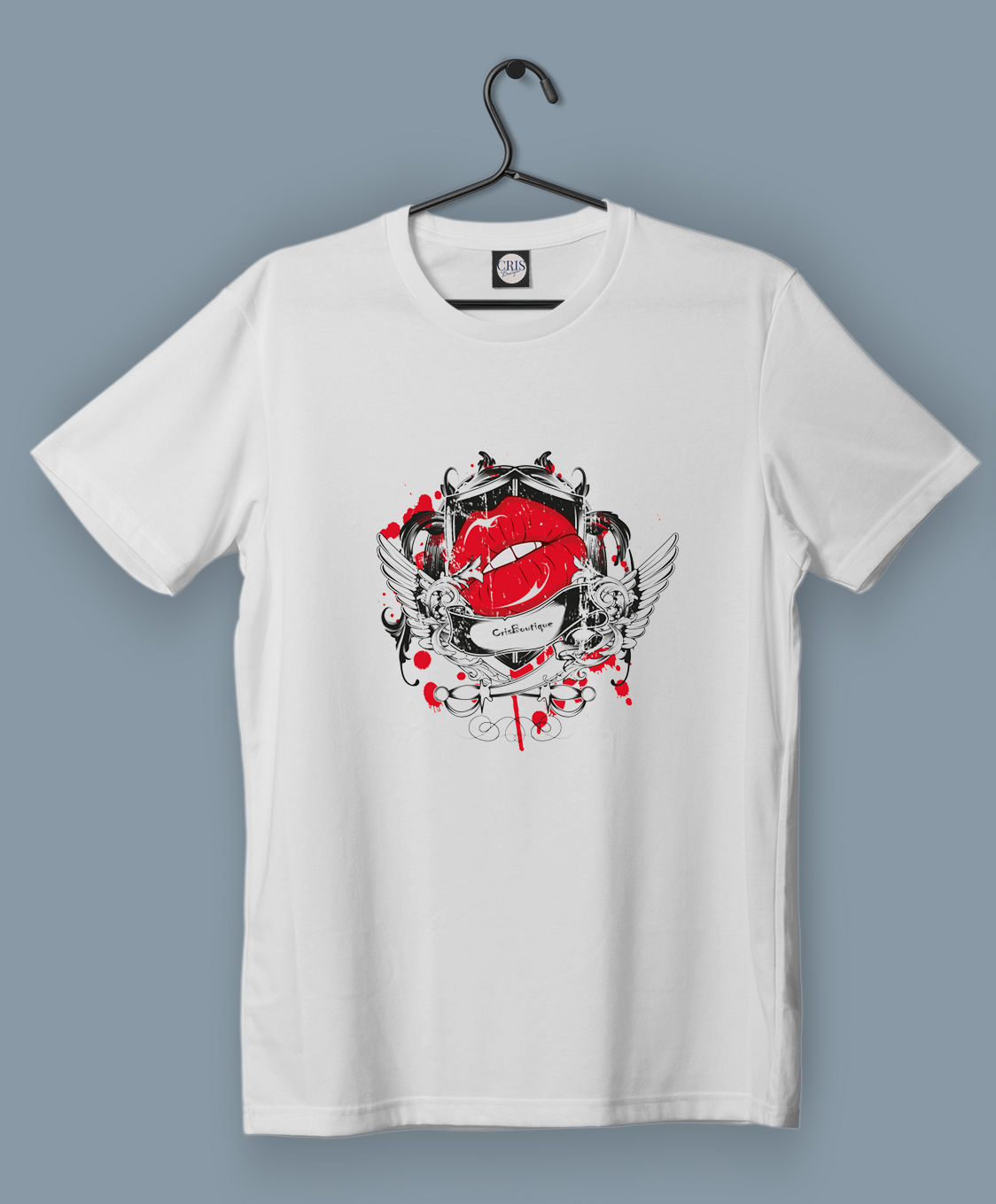 Baskılı Kısa Kollu Unisex Basic_CrisBoutique-kiss