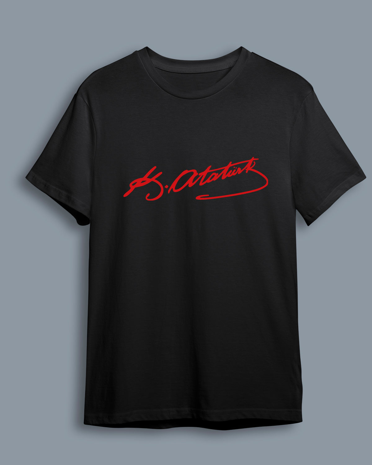 Baskılı Kısa Kollu Unisex_ataturk-imza-siyah