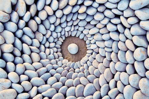 Balanced stones on a beautiful beach