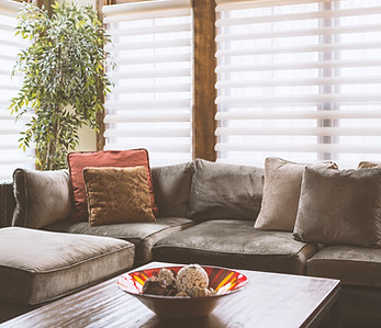 Couch with Blinds Behind