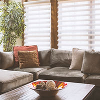 Couch with Blinds Behind