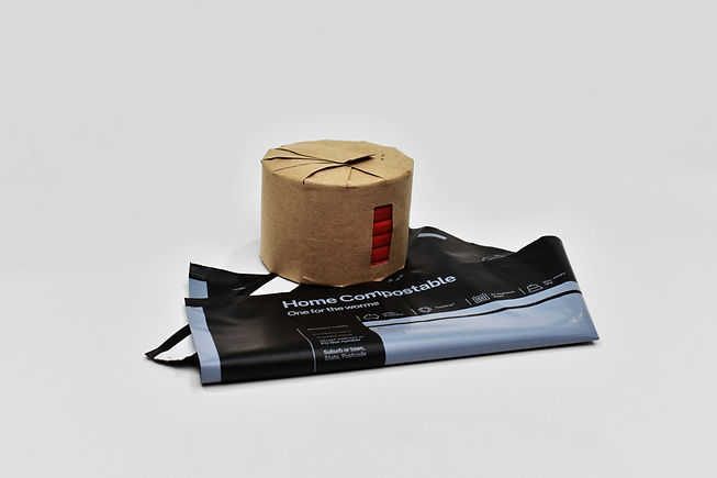 recycled plastic coasters with sustainable compostable satchel