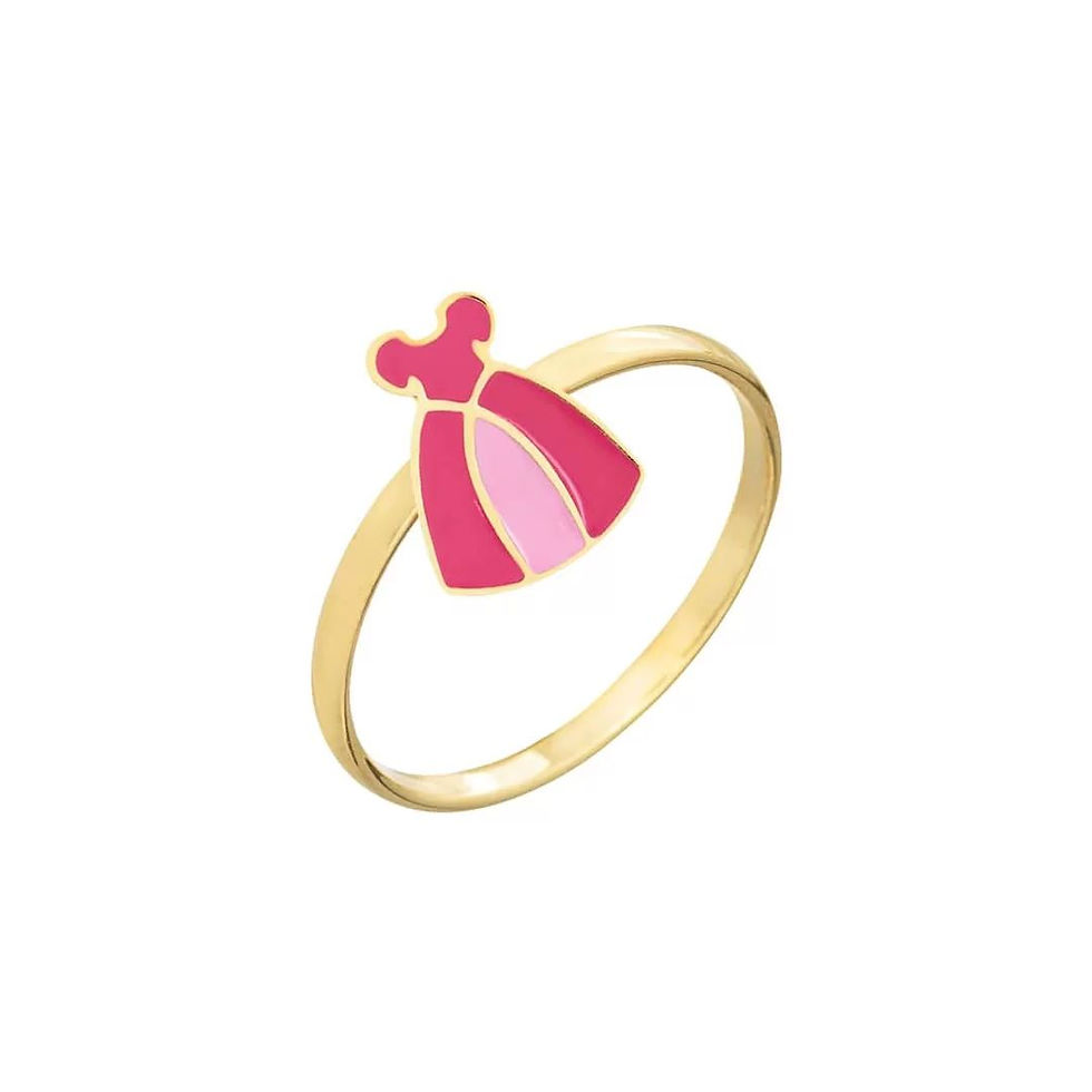 ANEL INFANTIL VESTIDO PRINCESA BANHADO A OURO