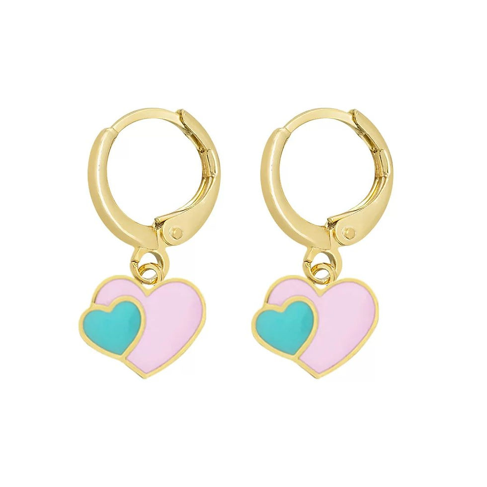 BRINCO ARGOLINHA DOIS CORAÇÕES BANHADO A OURO