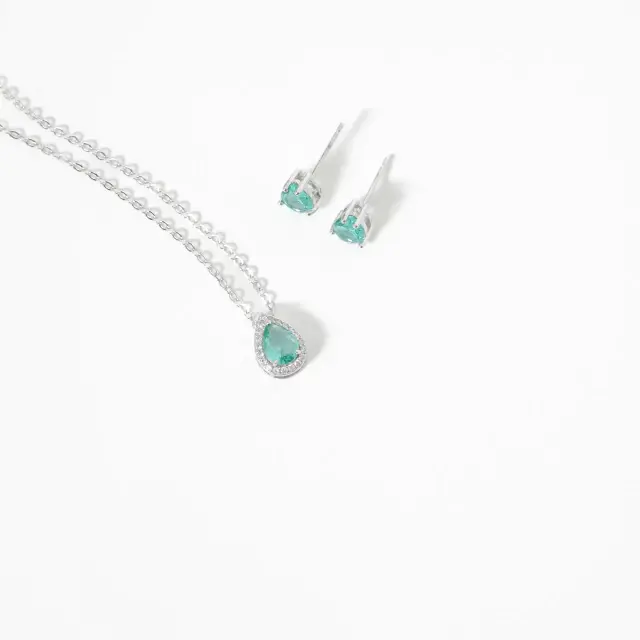 Miniatura: Conjunto Gotas Zircônias Clássic Verde Turmalina