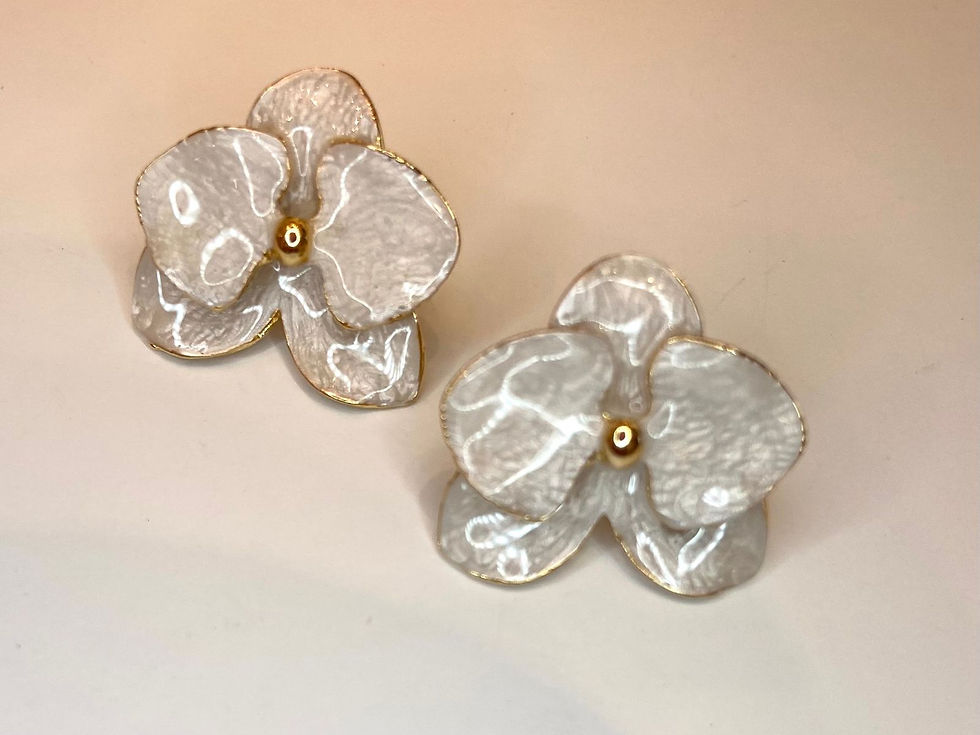 Miniatura: Brinco Florzinha Esmaltada / Branco Perolado