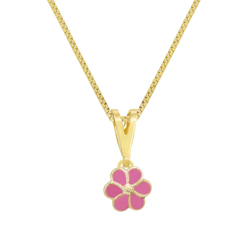 COLAR INFANTIL FLORZINHA RESINADA BANHADO A OURO