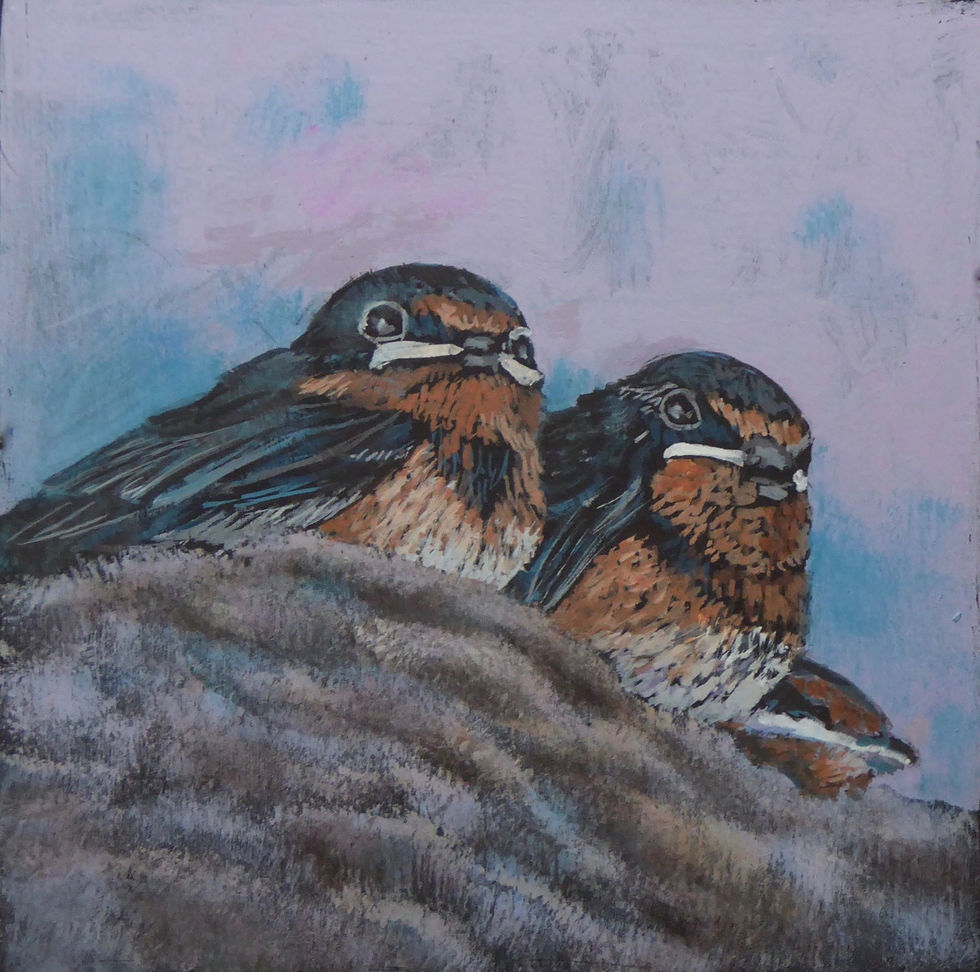 The Swallow Nest, Acrylic on cradled wood panel, 4" x 4"