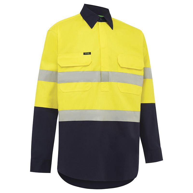 Hi Vis 2 Tone Closed Front Dual Weight Welders Taped Shirt
