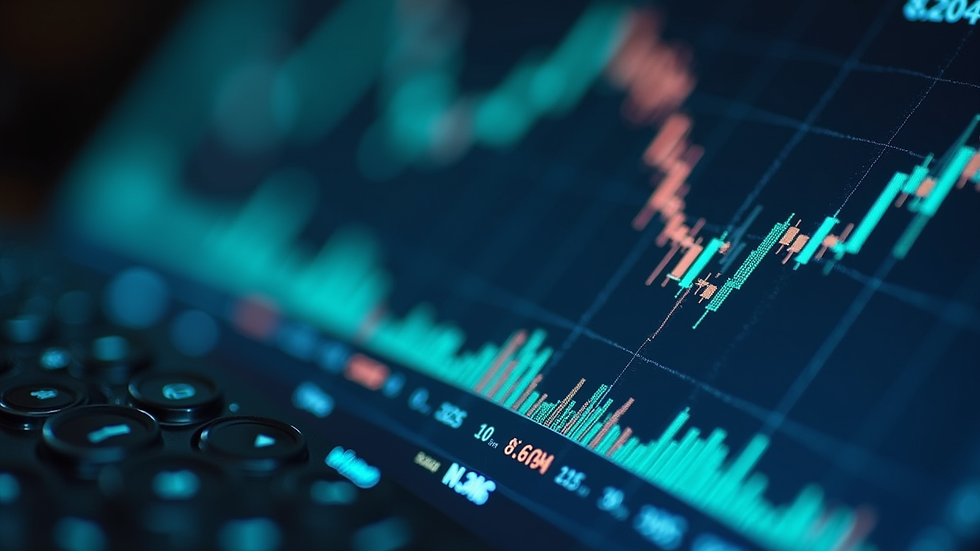 Close-up view of financial charts and graphs on a computer screen