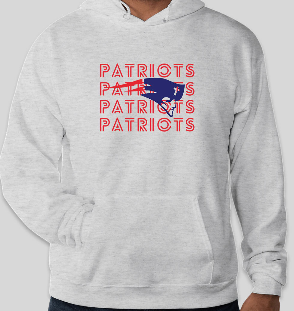 Thumbnail: Gray Parkview Christian School Lincoln Hoodie that says, "Patriots" four times, overlayed with a Parkview logo.