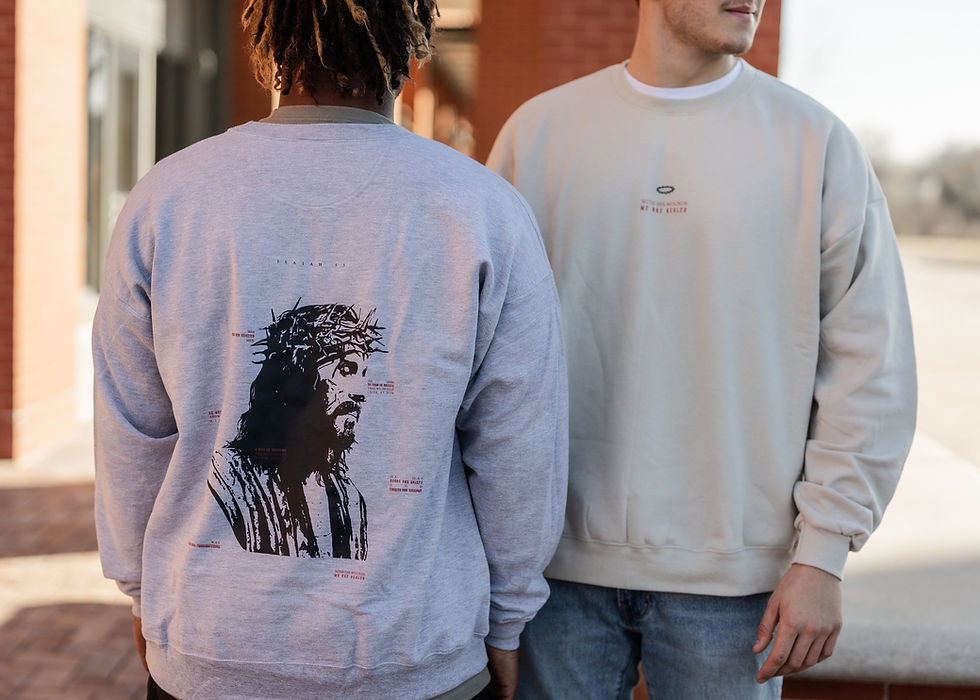 Thumbnail: WITH HIS WOUNDS WE ARE HEALED UNISEX CREWNECK