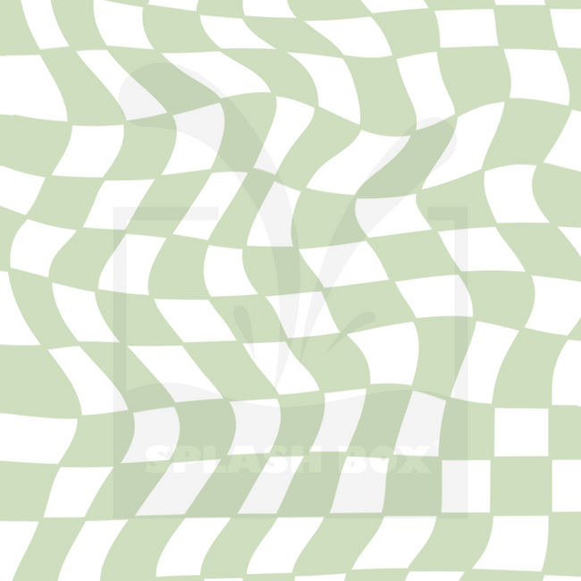 Wavy green and white checkerboard pattern. Pattern design by Shelby Ruch.