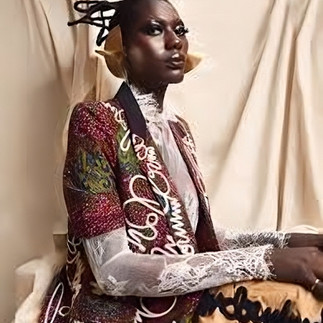 Woman in Cristie Brown outfit