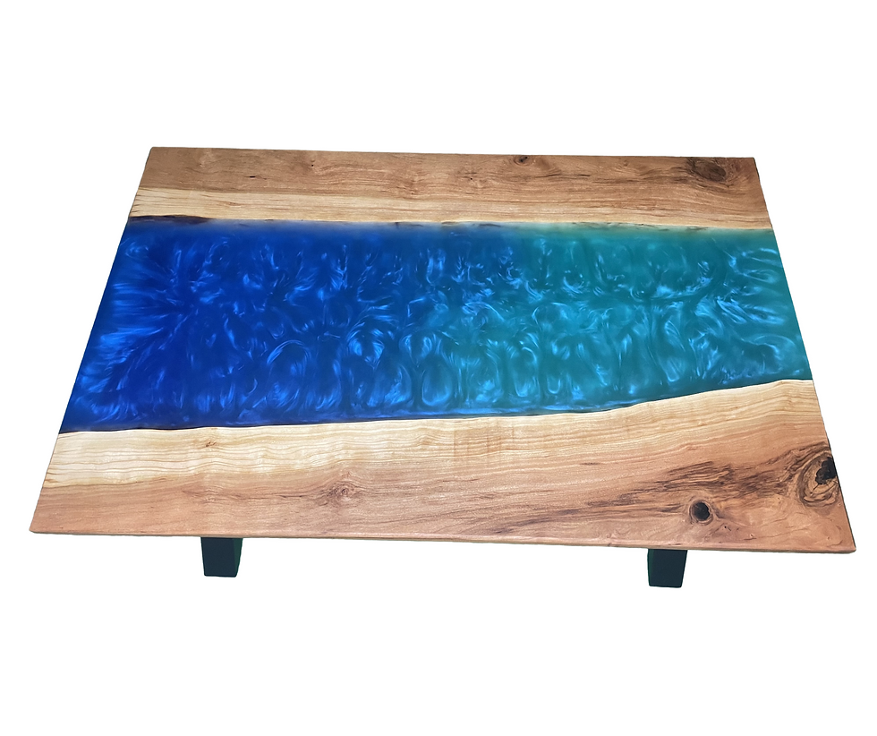 Thumbnail: OceanBreeze Cherry Wood Epoxy Coffee Table