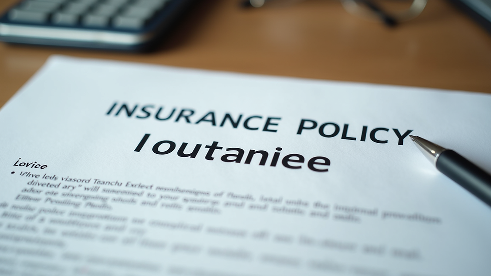 Close-up view of a business insurance policy document