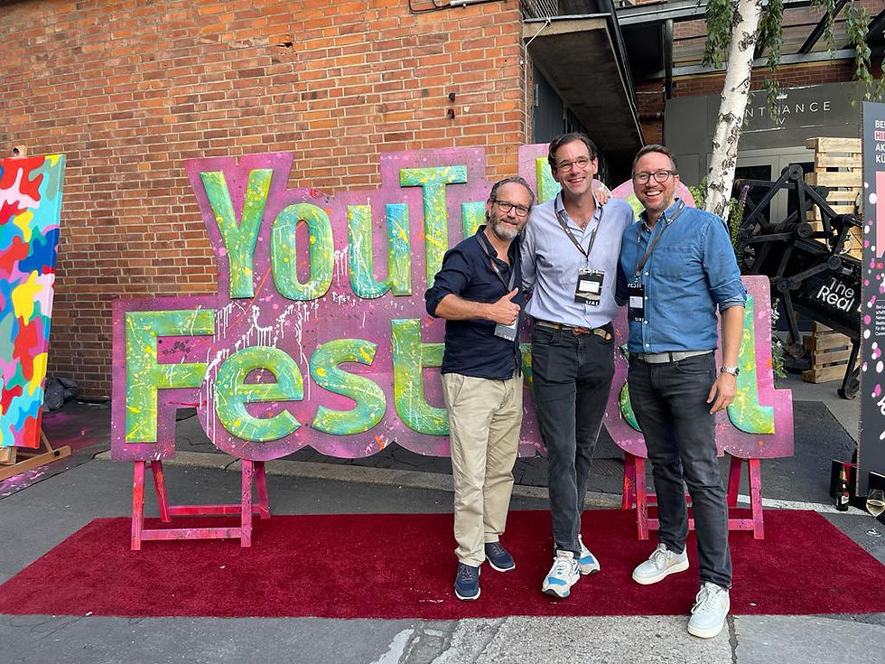 Hauk Markus (Managing Director Spotfilm Networx), Maximilian von Perfall (YouTube Partner Manager) and Jochen Walter (Managing Director PLAION Pictures formerly Koch Films) at the YouTube Festival 2022 in Berlin (l.t.r.)