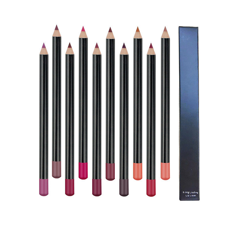 Thumbnail: Black Wooden 12-Color Waterproof Lip Liner Pens