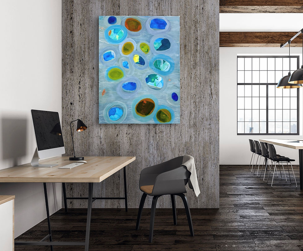 Thumbnail: Contemporary abstract wall art designed for modern interiors, featuring atmospheric layers, geometric forms, and textured acr