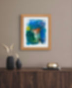 Thumbnail: Ocean Depths - Original Abstract Painting | 11 x 14" Matted  | Gouache |  Blue T