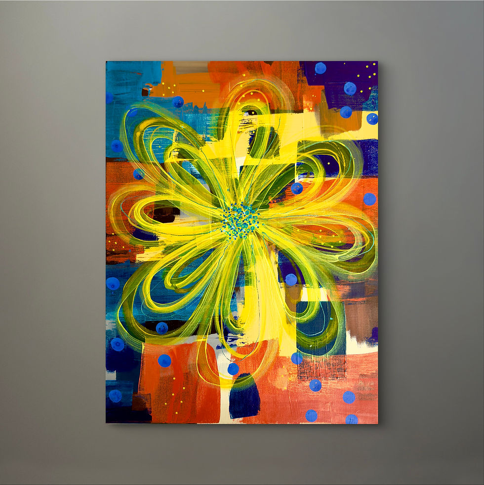 Thumbnail: close-up of 18" X 24" Abstract Mixed Media Painting