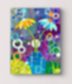 Whimsical Floral Collage Mixed Media Painting on Canvas