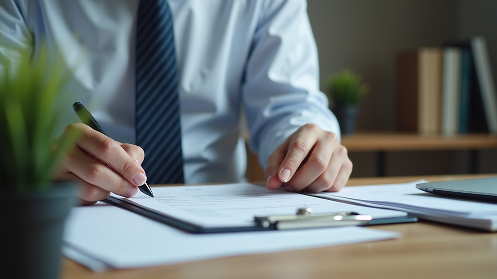 Close-up view of a property manager reviewing maintenance checklist