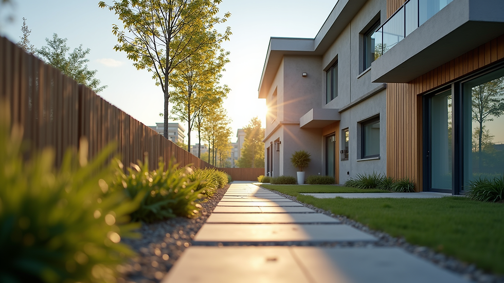 Eye-level view of a modern rental property exterior