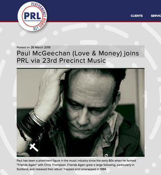 Paul McGeechan (Starless/Love & Money) joins PRL via 23rd Precinct Music