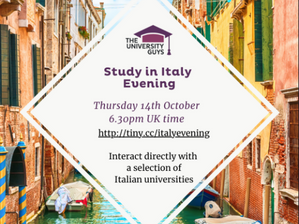 Study in Italy Evening - Thurs 14 October 6.30pm UK Time