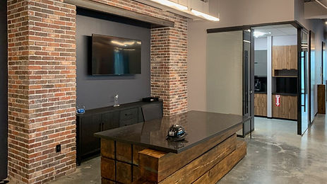 Reception Area with custom made desk.