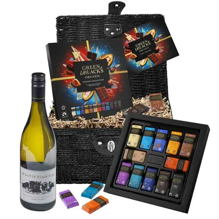 (Greens & Black's Organic Chocolate Tasting Collection & White Wine)