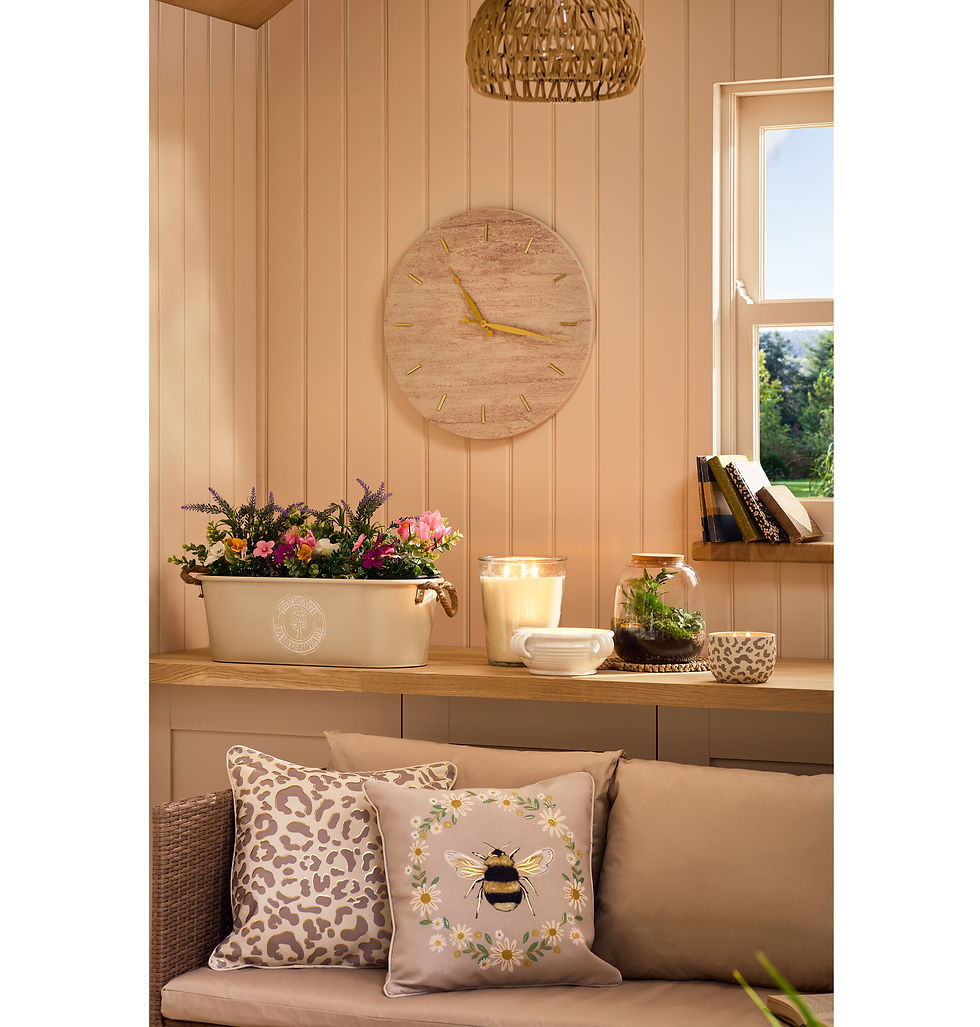 Bee Print Shower Proof Cushion; Leopard Print Foiled Showerproof Cushion, rest of items from a selection, B&M Home, in-store