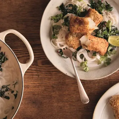 Claudine Boulstridge’s coconut cod and zesty noodles recipe