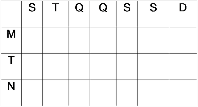 Tabela de Lembrete da Semana e Calendário.