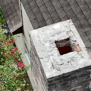 Inspection of damaged chimney