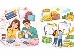 Casal fazendo planejamento financeiro