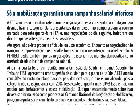 Só a mobilização garantirá uma campanha salarial vitoriosa