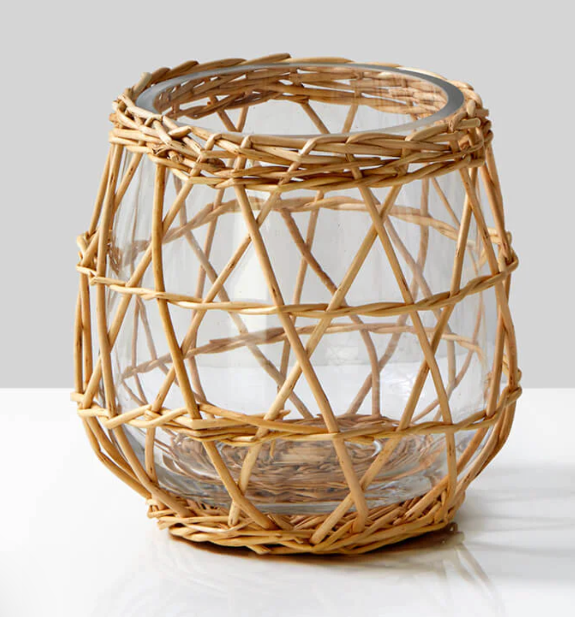 Wicker & Glass Candleholder